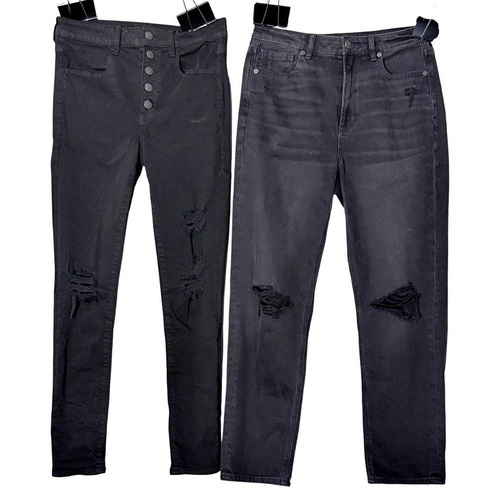 American Eagle Jean Bundle Size 6 Distressed Skinny & Mom Straight Edgy Grunge
